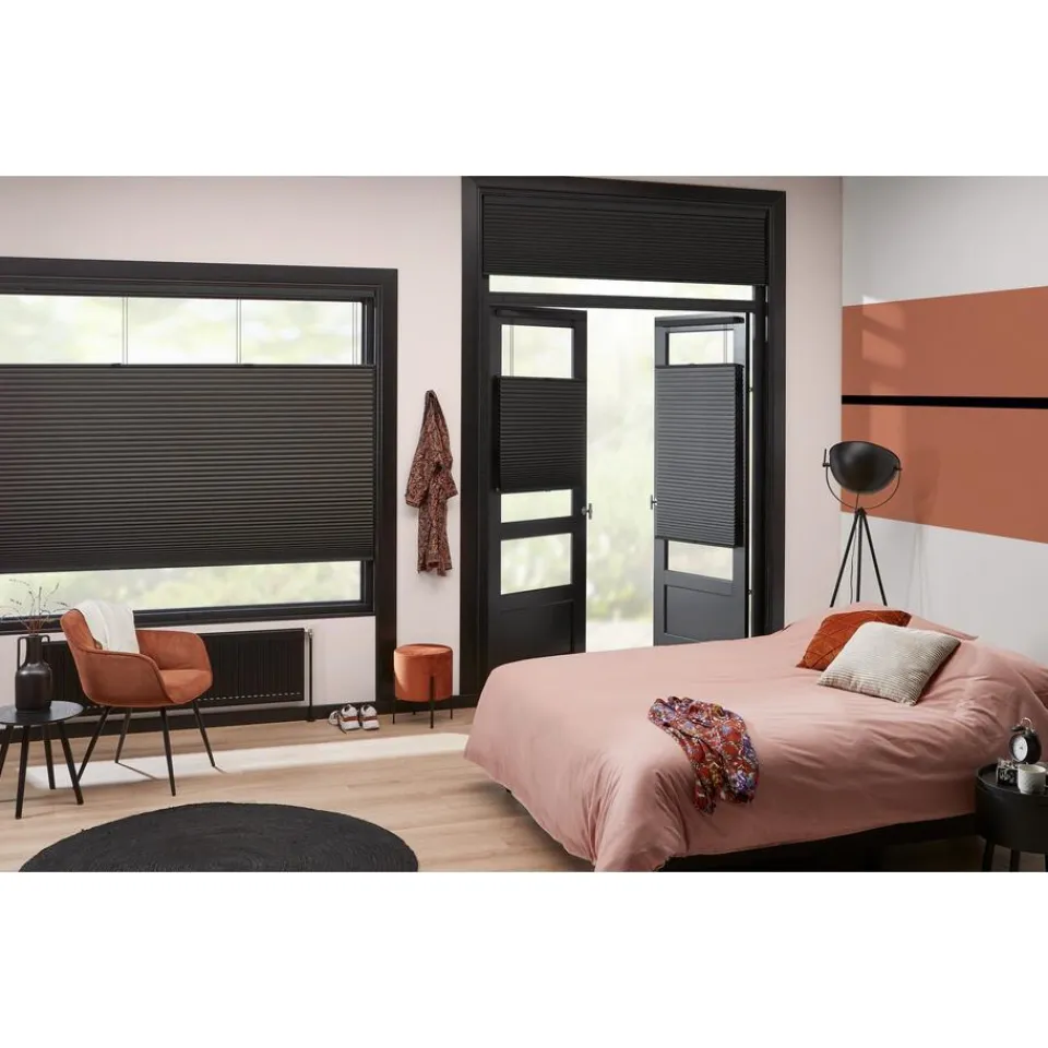 Kwantum Fenstr Dubbel Plissé 45mm Lot Espresso Verduisterend