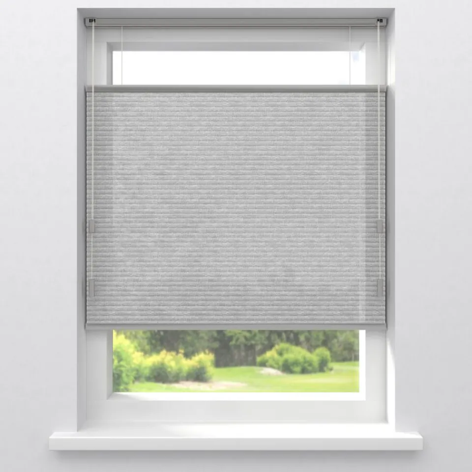 Kwantum Fenstr Dubbel Plissé Puck Lichtgrijs Lichtdoorlatend