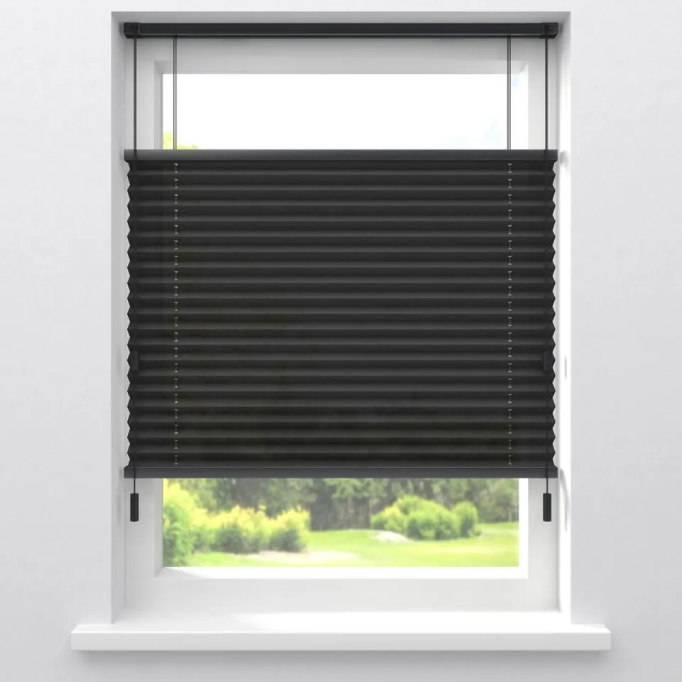 Kwantum Fenstr Plissé Mara Zwart Lichtdoorlatend