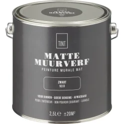 Kwantum Muurverf Mat Zwart 2.5 L