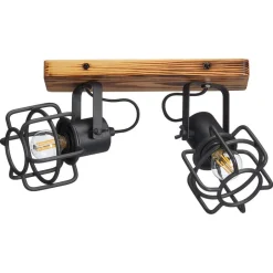 Kwantum Spot Wood 2-Lichts Zwart