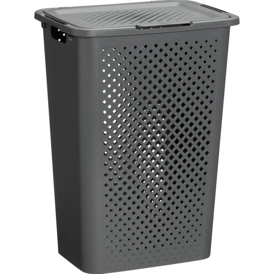 Kwantum Wasmand Rattan Ruit Antraciet 50 L